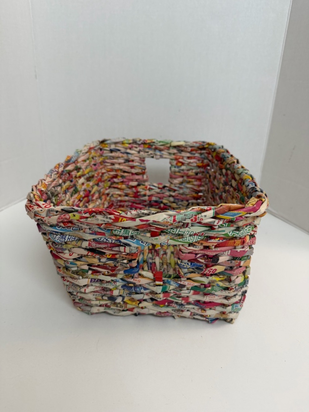 Handwoven Paper Basket Storage Organization Desk Recycled Eco Friendly Medium - Picture 4 of 12
